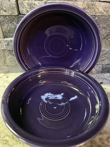 2 Vintage Fiesta HLC 7" Plum Purple Cereal Soup Bowl Homer Laughlin USA