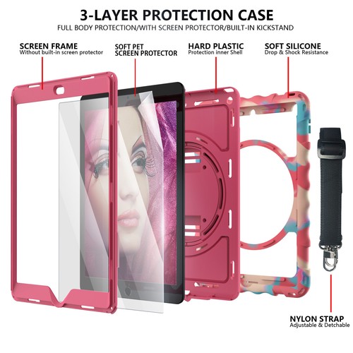 360 Rotating Case Cover+Strap+Screen Protector For iPad 7th Generation 10.2 inch - Picture 52 of 68