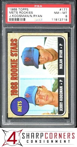 1968 TOPPS #177 NOLAN RYAN RC METS HOF PSA 8