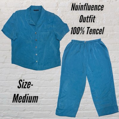 VTG Nu Influence 2PC Outfit-Women Size M-Button Up Top & Drawstring Capri Pants