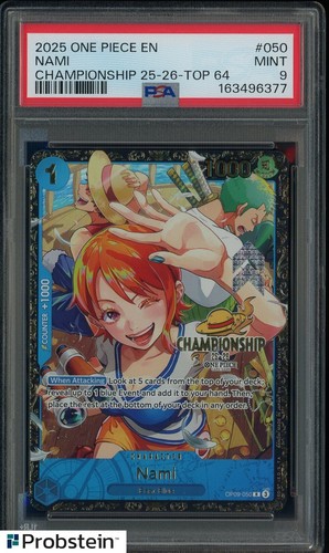 2025 One Piece Championship 25-26 Nami Top 64 Prize #OP09-050 PSA 9 MINT