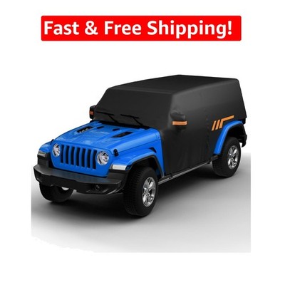 Durable Black Wrangler JK JL Cab Cover with Zipper Access & Reflective Stripes
