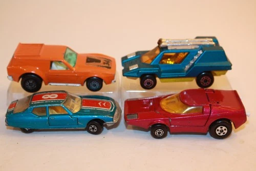 4 Vintage 1970's Matchbox Lesney Cars CLIPPER / CITROEN / VANTASTIC / COSMOBILE