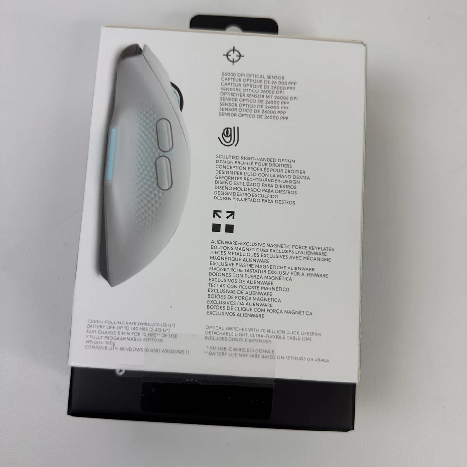 Alienware 620M Wireless Gaming Mouse AW620M Light Color 26000 DPI Optical Sensor - Image 2 of 4