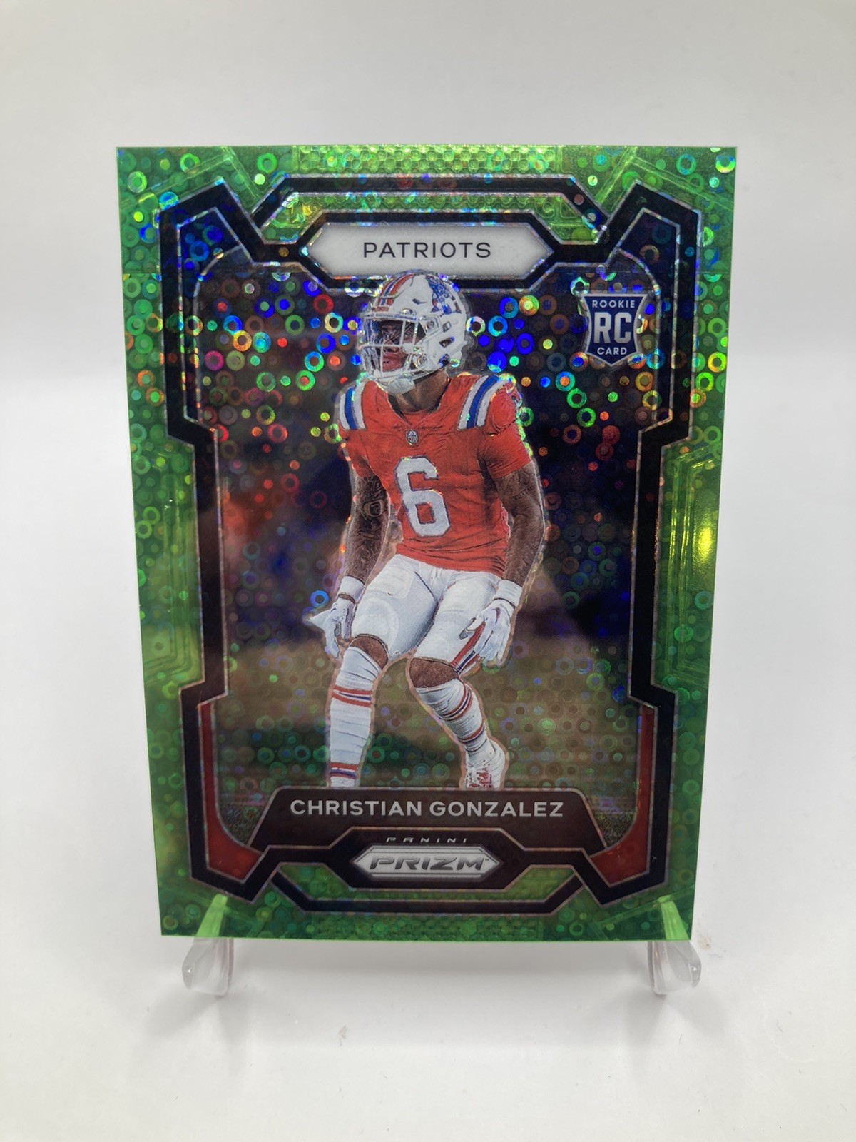 Christian Gonzalez 2023 Prizm #369 RC ROOKIE NEON GREEN NO HUDDLE PRIZM 5/5