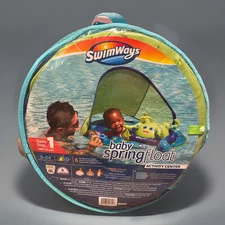 NEW SwimWays 9-24 months Baby Spring Float Adjustable Sun Canopy Green STEP 1