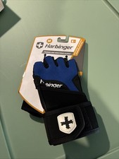 Harbinger Mens Med Grip Wristwrap Training Gloves Leather Padded Palm Size M