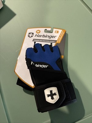Harbinger Mens Med Grip Wristwrap Training Gloves Leather Padded Palm Size M