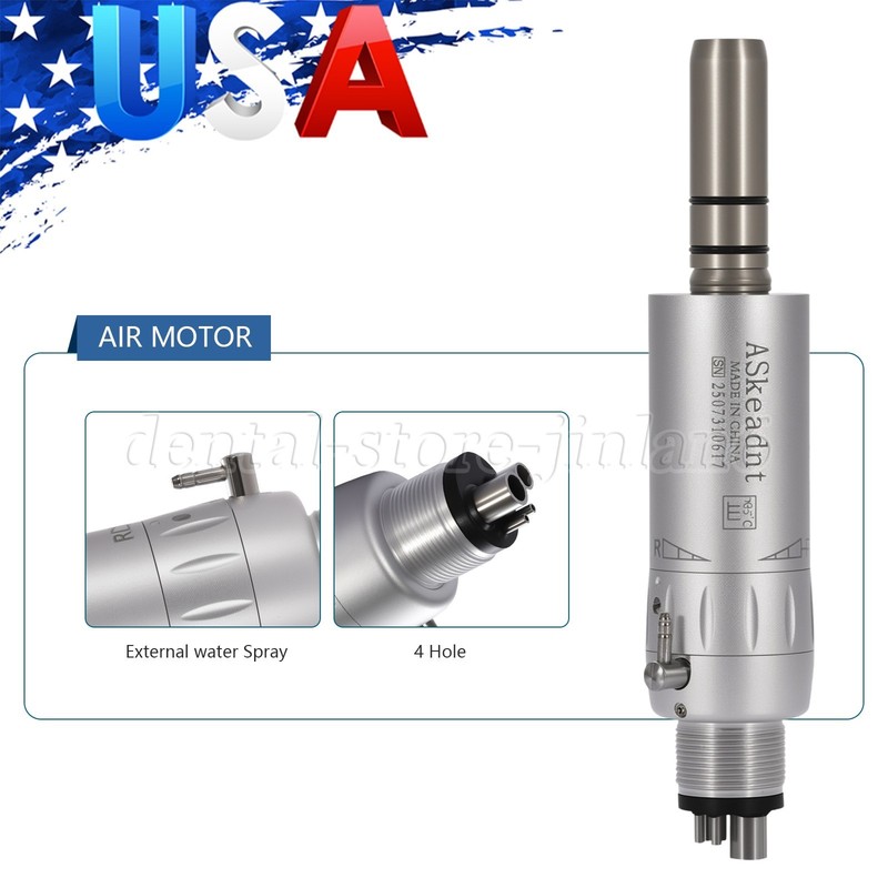ASkeadnt Dental E-type Air Motor Handpiece 4-Hole Coupler Slow Low Speed Midwest
