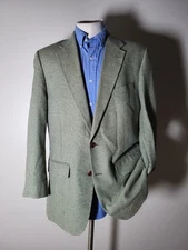 42L Orvis Blue Green Melange Basket Weave RAW SILK Tweed sportcoat Jacket blazer