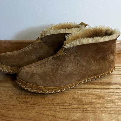 LL Bean Suede Wicked Good Shearling Lined Slippers Ankle Boots 10