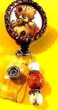 Animal Bear Cute 1 Id badge holder retractable alligator clip
