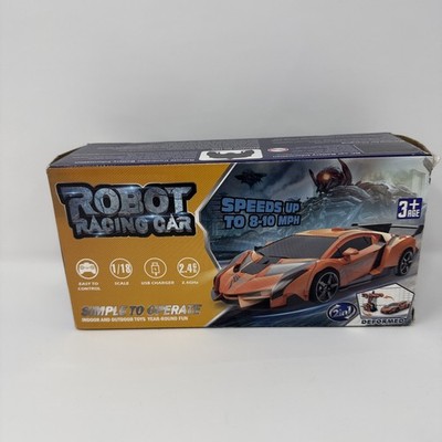 RC Robot Racing Car 2in1 Transform 1/18 Scale 2.4GHz Orange Used Working