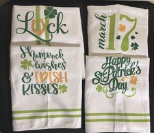 St Patrick's Day Assorted Kitchen Towel Set of Four 18 x 27 New Without Tags