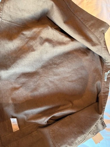 AURALEE Garment Dyed Organic Cotton Heavy Twill Short Work Jacket Brown Sz. 4 image 4