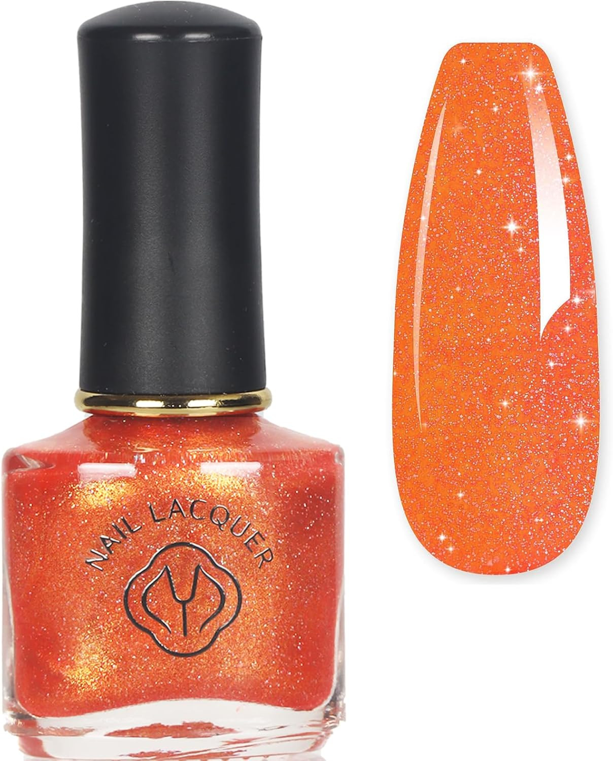 Glitter Nail Polish - Orange Pearl Nail Polish - Shimmer Holographic Mermaid - P