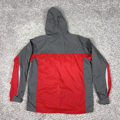 Columbia Jacket Mens Large Red Gray Omni-Shield Hooded Full Zip
