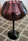 Vintage Empoli Art Glass Amethyst Twisted Stem Stripes Vase Pedestal 12.5” — photo 1