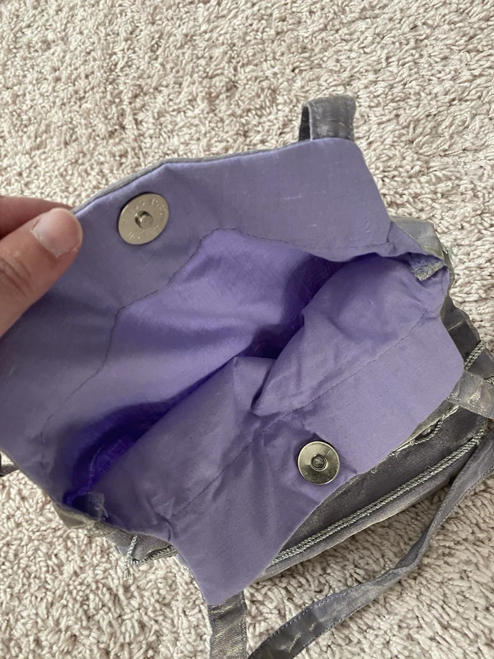 Bolso de Noche Floral Hilo Metálico Plata Púrpura Pálido seminuevo Foto 4 de 4