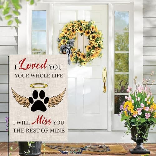 Memorial Garden Flag Vertical Double Sided Dog Paw Outdoor Yard Decoration 