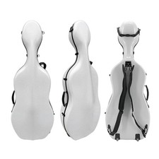 4/4 Full Size Cello Case Hard Shell Hybrid Carbon Fiber Gourd Style wheels white
