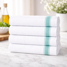 Tea Towels 100% Cotton Green Herringbone Kitchen Towels 48x74cm Catering