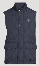 POLO RALPH LAUREN Mens Quilted Utility Vest Navy Blue XL Stand Collar Sleeveless