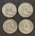 (4X) 90% Silver Franklin Half Dollar Average Circulated - 1953, 1958, 1959, 1960