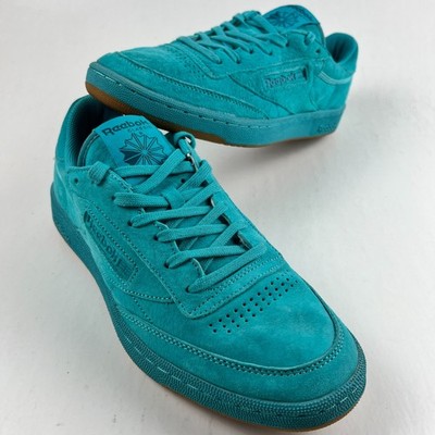Reebok Club C 85 Mens 10 Teal Turquoise Suede Casual Sneakers