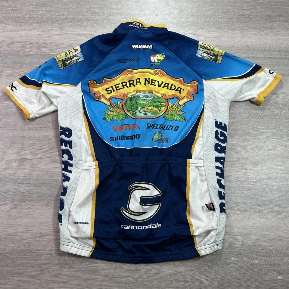 Cannondale Sierra 内华达州骑行服队男式小号蓝色全拉链美国制造 — 第 2/4 张图片