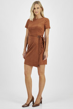 Tahari Asl Women Faux Suede Sheath Dress Walnut Size 8