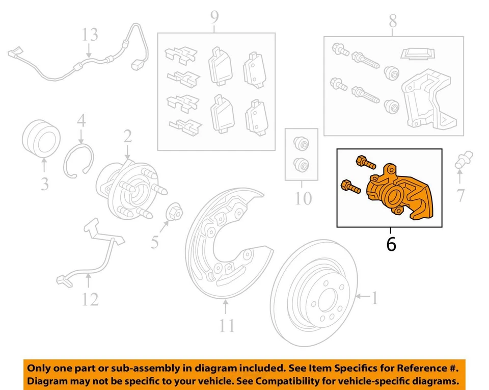 2015 - 2020 JAGUAR F-TYPE ЗАДНИЙ ЛЕВЫЙ ЖЕЛТЫЙ КАРБОНОВЫЙ КЕРАМИЧЕСКИЙ ТОРМОЗНОЙ СУППОРТ - Изображение 3 из 4