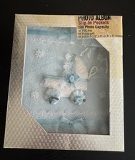 Baby Boy Blue Photo Album 100 Photos   New in Box   Lace Ribbon Vintage Style
