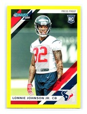 2019 Panini Donruss #276 Lonnie Johnson Jr. RC Press Proof Yellow Texans