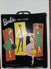 Vintage 1961 Barbie Ponytail Black Vinyl Doll Case Closet Excellent