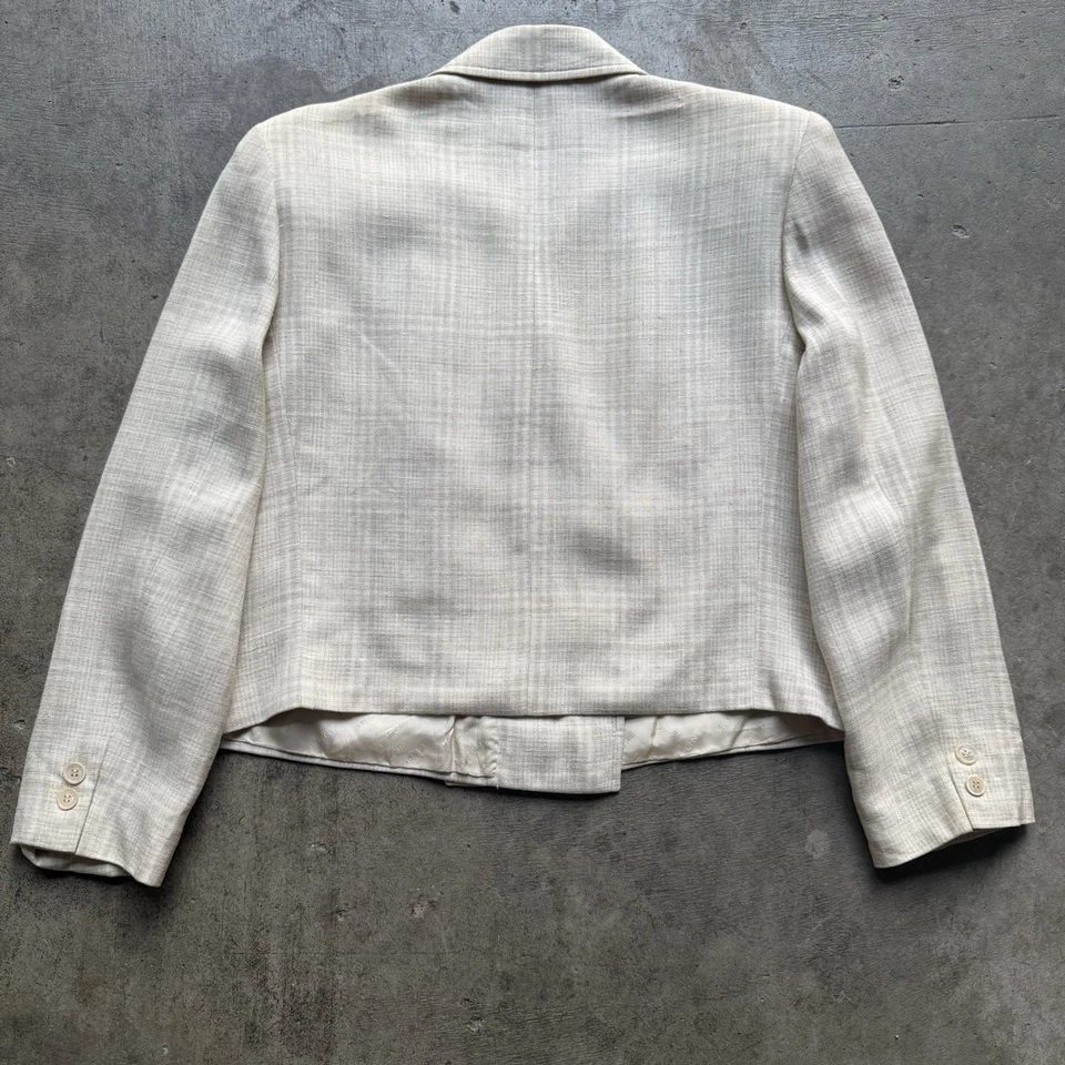 1980s Vintage Celine Cropped Linen Blazer Jacket - Image 3 of 4