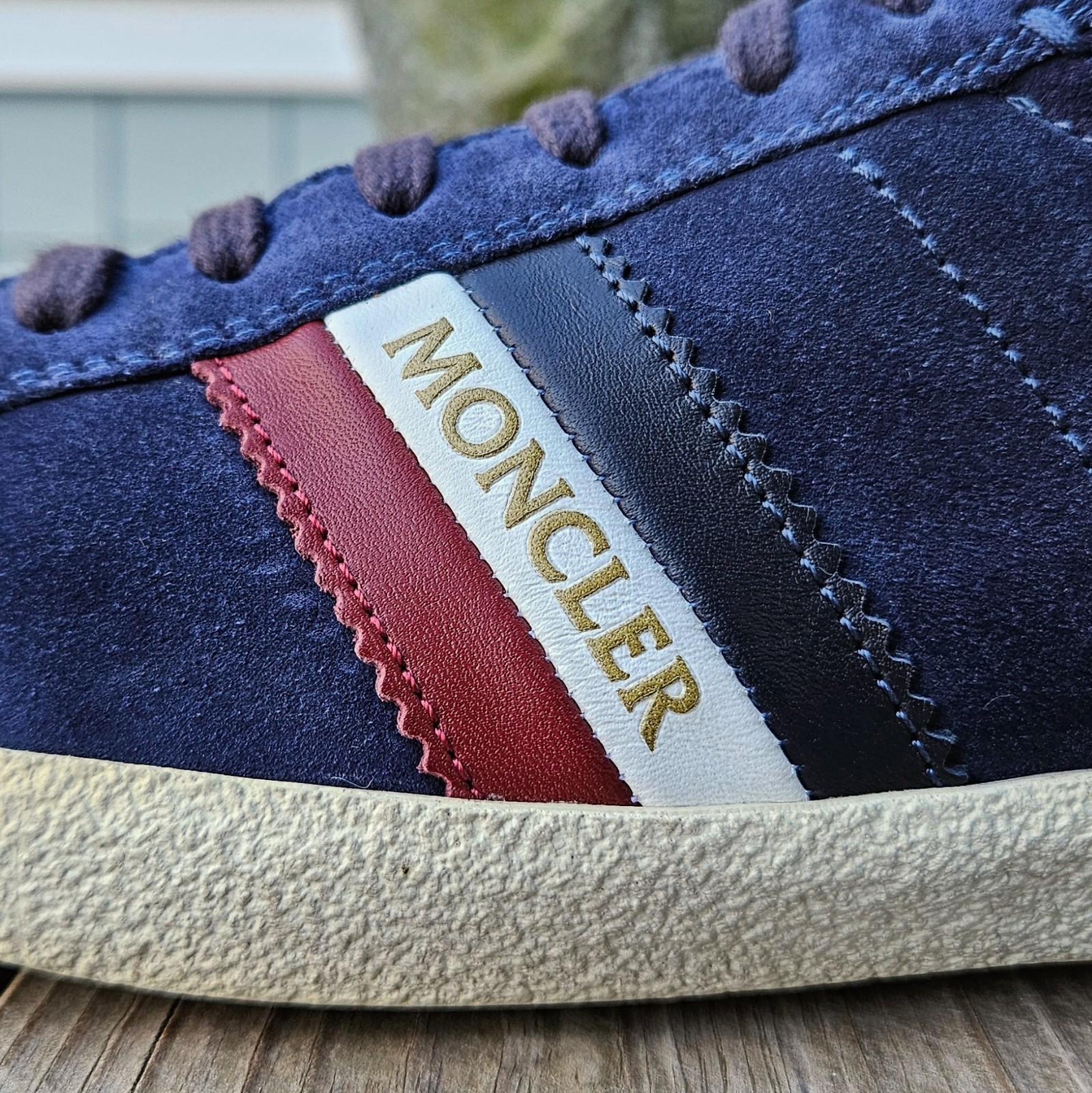Moncler Monaco Suede Navy Blue Low Top Sneakers Size 9 D US $580 thumbnail 8