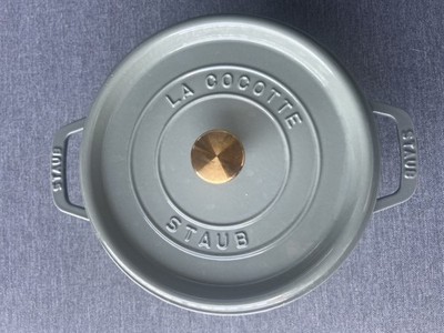 Staub La Cocotte 24 Round 4-QT Dutch Oven Enamel Cast Iron Graphite Gray France