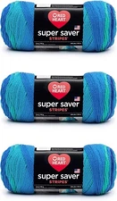 Red Heart Super Saver Yarn, 3 Pack, Cool Stripe 3 Count