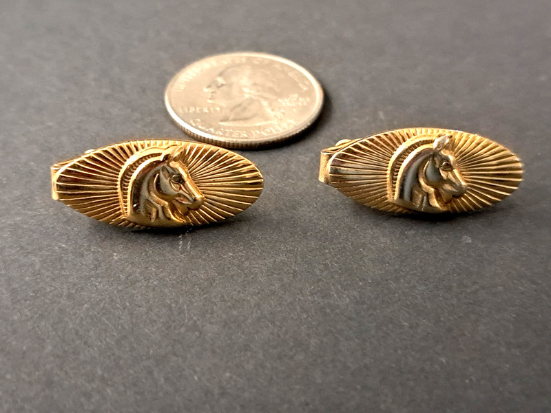 Lot of 2 - Gold tone Horse Head Tie Clips