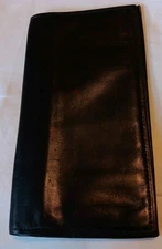 Vintage ROLFS La Garde Black Cowhide Checkbook Cover/6 Credit Card Slots Wallet