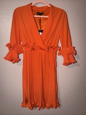 Pretty Little Thing Orange Ruffle Size 4 Dress Dress
