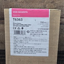 Sealed Genuine Exp. 2026 Epson T6363 Vivid Magenta Ink Cartridge Pro 7900 9900