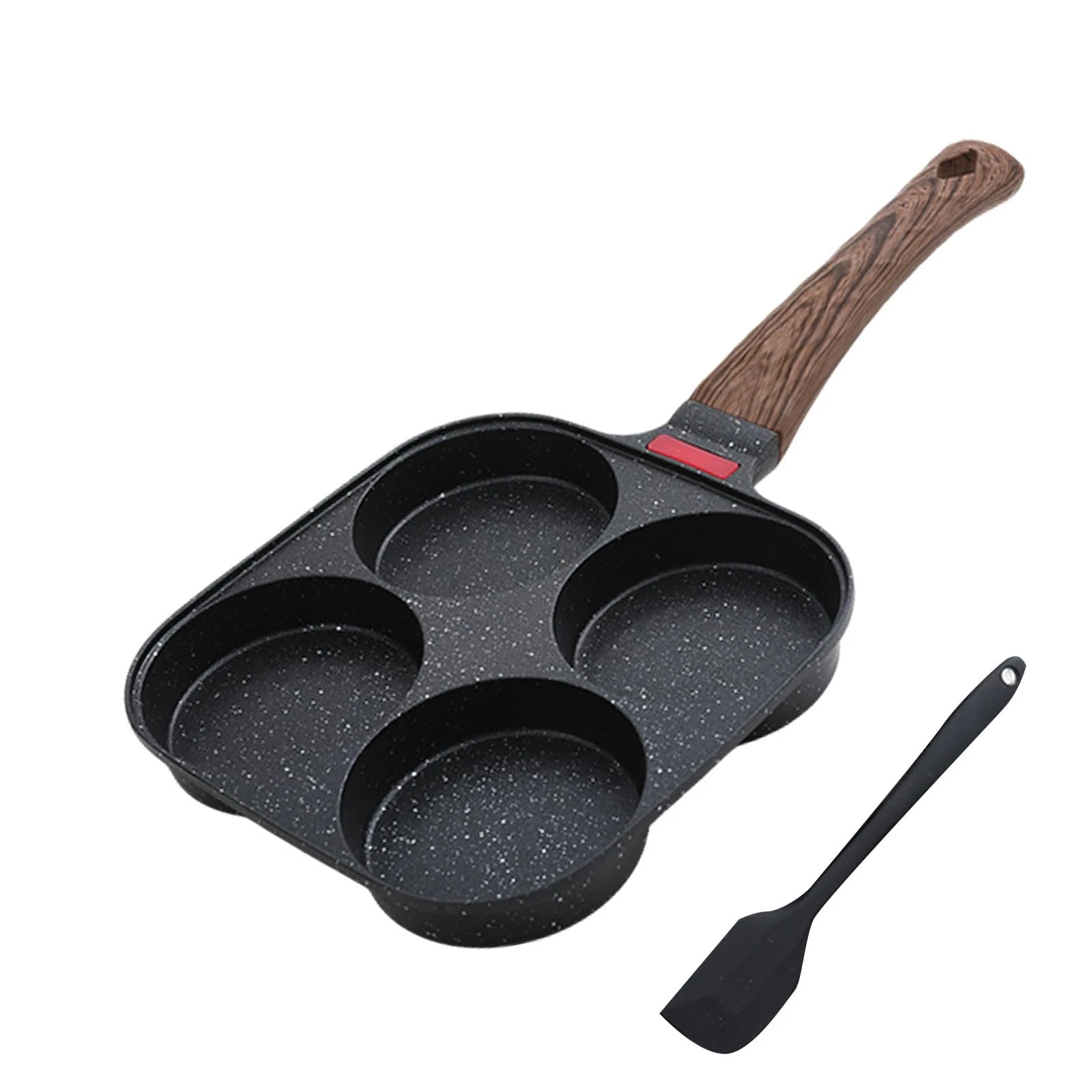 Nonstick 4-Cup Egg Pan, Black Aluminum Non Stick Frying Pans, Bakelite Handle...