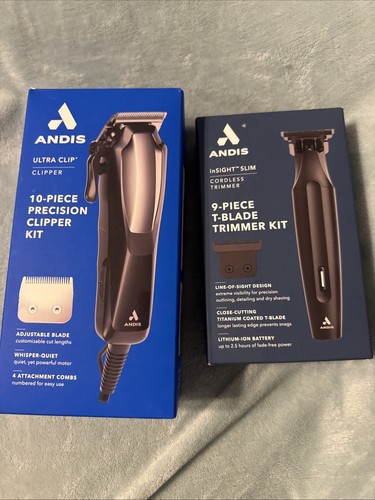Andis Ultra Clip PM10 10-Piece Clipper Kit & 9-Piece T-Blade Trimmer Kit Combo