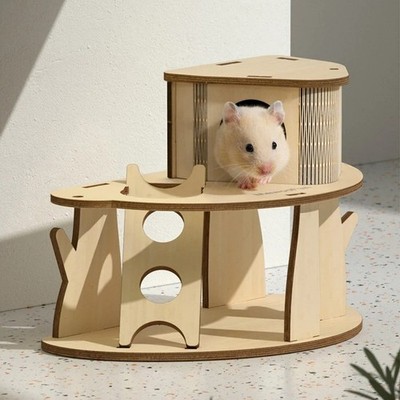 Holz Hamsterkäfig Baumhaus Villa Kletterunterstand Versteck Haustierzubehör