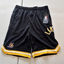 NWT Youth Large 14/16 NBA Genuine Merchandise Los Angeles Lakers Black Shorts