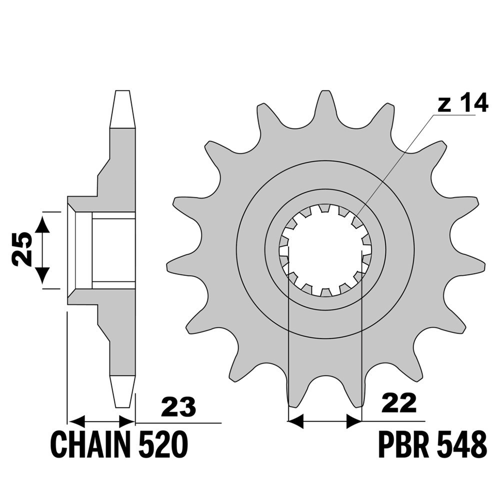 Pignon avant 14T pas 520 PBR pour rénover la Gilera ER-Dakota 350
