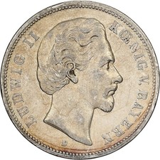 [#1121321] German States, BAVARIA, Ludwig II, 5 Mark, 1874, Munich, Silver, VF