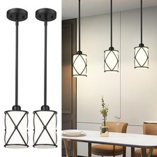 Glass Pendant Lights Kitchen Island, 2 Pack Modern Black Pendant Light Fixtur...